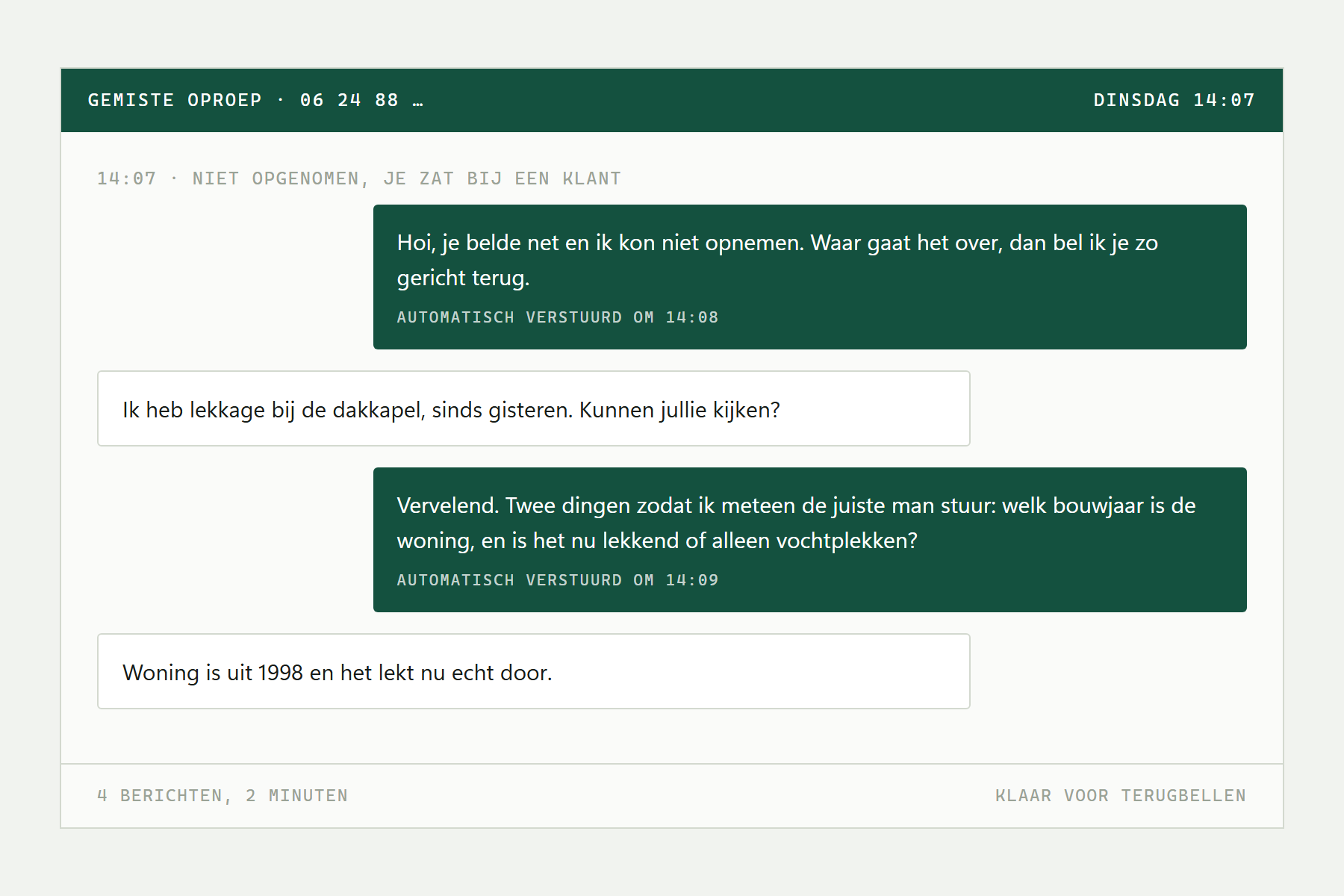 Gemiste oproep opvolgen: hoe het eruitziet als het draait